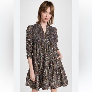 by TiMo Poplin Shift Dress in Dark Blossom Scandinavian Floral Size Small